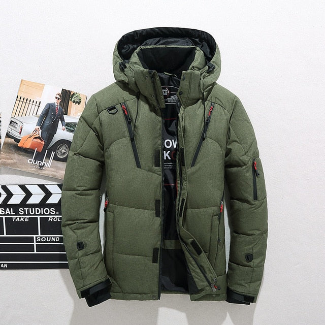 Men Down High Quality Thick Warm Winter Jacket Hooded Thicken Duck Down Parka Coat Casual Slim Overcoat With Many Pockets Mens - steptev