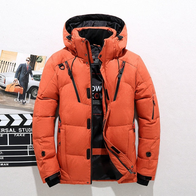 Men Down High Quality Thick Warm Winter Jacket Hooded Thicken Duck Down Parka Coat Casual Slim Overcoat With Many Pockets Mens - steptev