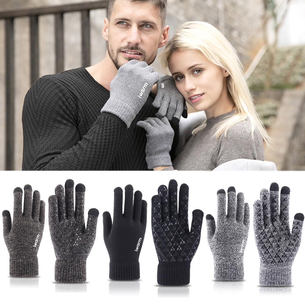 New Touch Screen Knitted Gloves Winter Autumn Men Women Thicken Wool Mitten Outdoors Anti-slip Warmer Couple Gloves High Quality - steptev