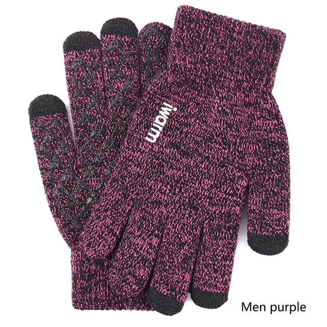 New Touch Screen Knitted Gloves Winter Autumn Men Women Thicken Wool Mitten Outdoors Anti-slip Warmer Couple Gloves High Quality - steptev
