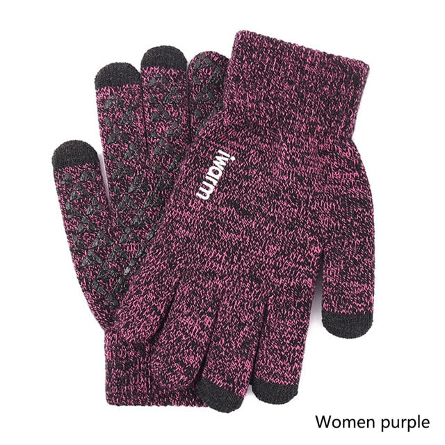 New Touch Screen Knitted Gloves Winter Autumn Men Women Thicken Wool Mitten Outdoors Anti-slip Warmer Couple Gloves High Quality - steptev