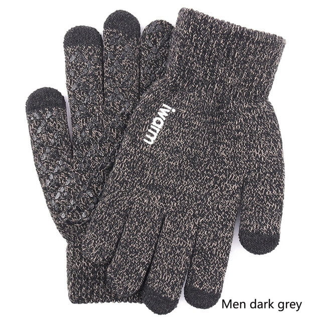 New Touch Screen Knitted Gloves Winter Autumn Men Women Thicken Wool Mitten Outdoors Anti-slip Warmer Couple Gloves High Quality - steptev