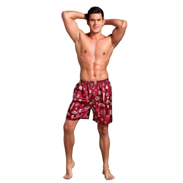 Casual Loose Men's Satin Silk Pijama Shorts Summer Sleepwear Soft Boxer Underwear Pajama Sexy Nightwear Underpants pyjama homme - steptev
