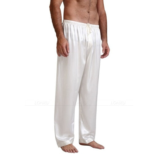 Mens Silk Satin Pajamas Pyjamas Pants Lounge Pants Sleep Bottoms Size S-XL Plus - steptev