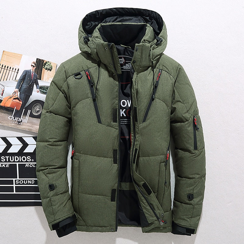 Men Down High Quality Thick Warm Winter Jacket Hooded Thicken Duck Down Parka Coat Casual Slim Overcoat With Many Pockets Mens - steptev
