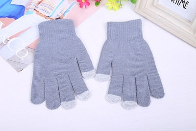 Rimiut Women's Cashmere Knitted Winter Gloves Cashmere Knitted Women Autumn Winter Warm Thick Gloves Touch Screen Skiing Gloves - steptev