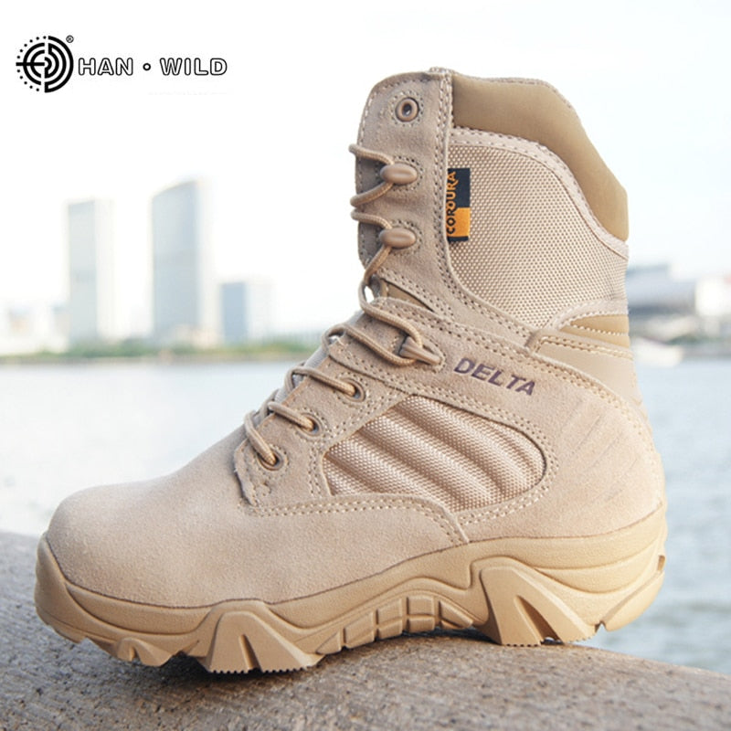 Winter Autumn Men Military Boots Quality Special Force Tactical Desert Combat Ankle Boats Army Work Shoes Leather Snow Boots - steptev