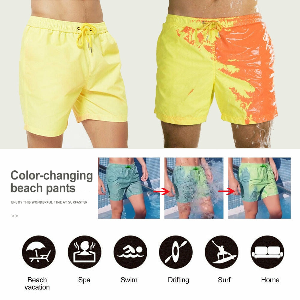 Men Color-changing Beach Short Swim Pants Temperature-Sensitive Swimming Surfing Board Shorts SummerTrunks Shorts - steptev