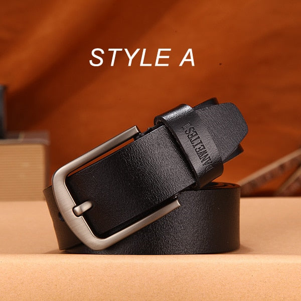 [DWTS]men belt male high quality leather belt men male genuine leather strap luxury pin buckle fancy vintage jeans free shipping - steptev