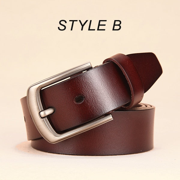 [DWTS]men belt male high quality leather belt men male genuine leather strap luxury pin buckle fancy vintage jeans free shipping - steptev