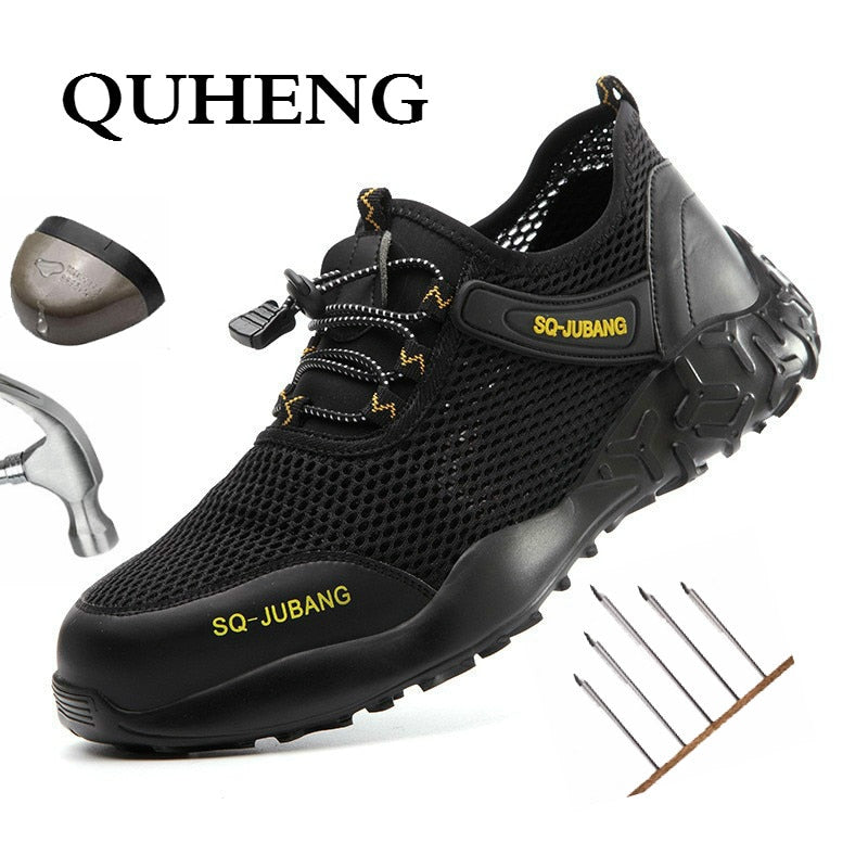 QUHENG Work Boots portable Industrial Shoes Puncture Proof wear-resisting Safety Men's Shoes Security Steel Toe Comfortable - steptev
