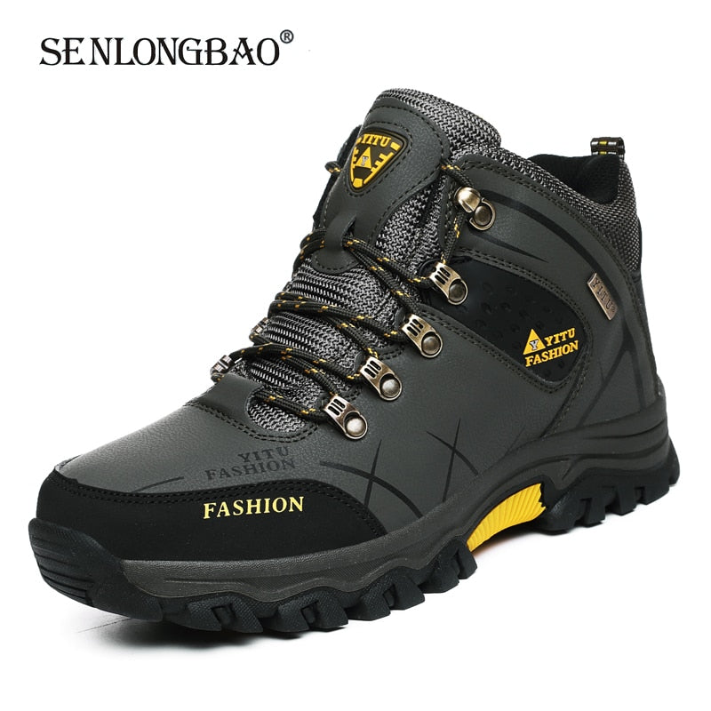 Brand Men Winter Snow Boots Waterproof Leather Sneakers Super  Warm Men's Boots Outdoor Male Hiking Boots Work Shoes Size 39-47 - steptev