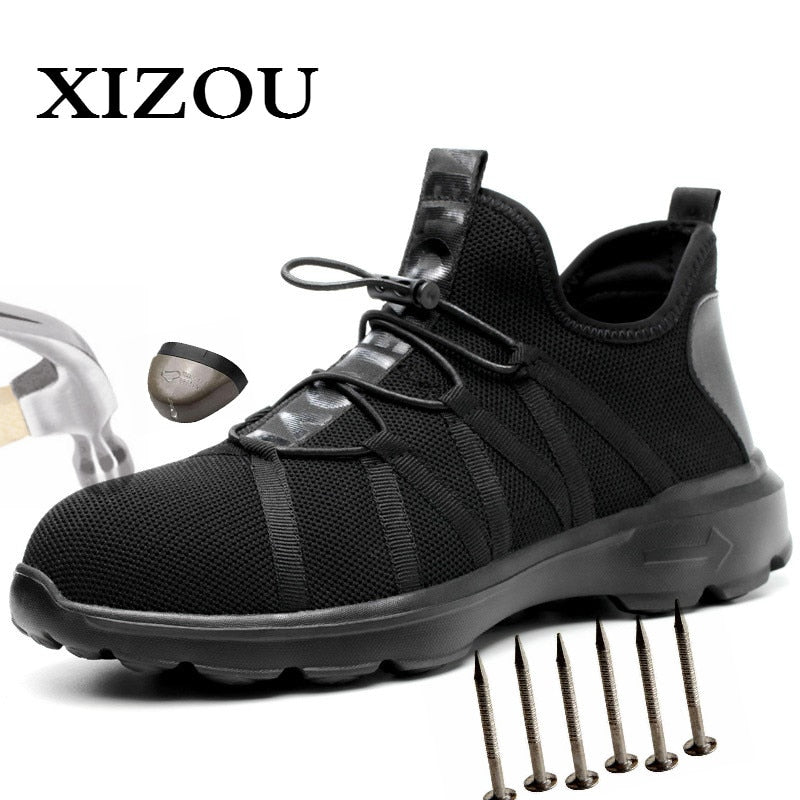 XIZOU 2020 Safety Boot Air Mesh Men's Safety Shoes Steel Toe Boots Men Puncture-Proof Work Sneakers indestructible shoes - steptev
