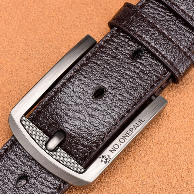 NO.ONEPAUL Genuine Leather For Men High Quality Black Buckle Jeans Belt Cowskin Casual Belts Business Belt Cowboy waistband - steptev