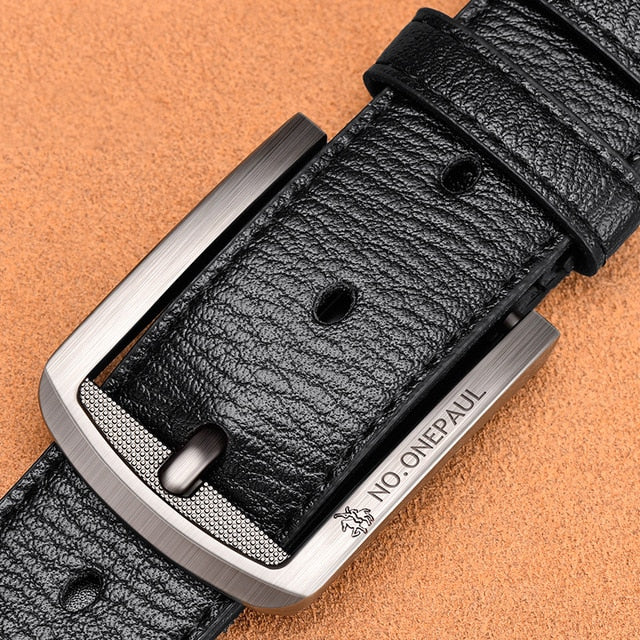 NO.ONEPAUL Genuine Leather For Men High Quality Black Buckle Jeans Belt Cowskin Casual Belts Business Belt Cowboy waistband - steptev