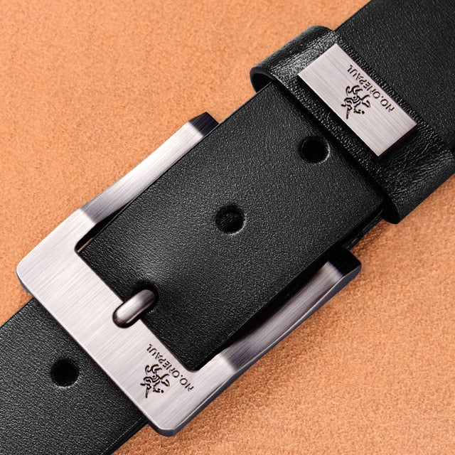 NO.ONEPAUL Genuine Leather For Men High Quality Black Buckle Jeans Belt Cowskin Casual Belts Business Belt Cowboy waistband - steptev