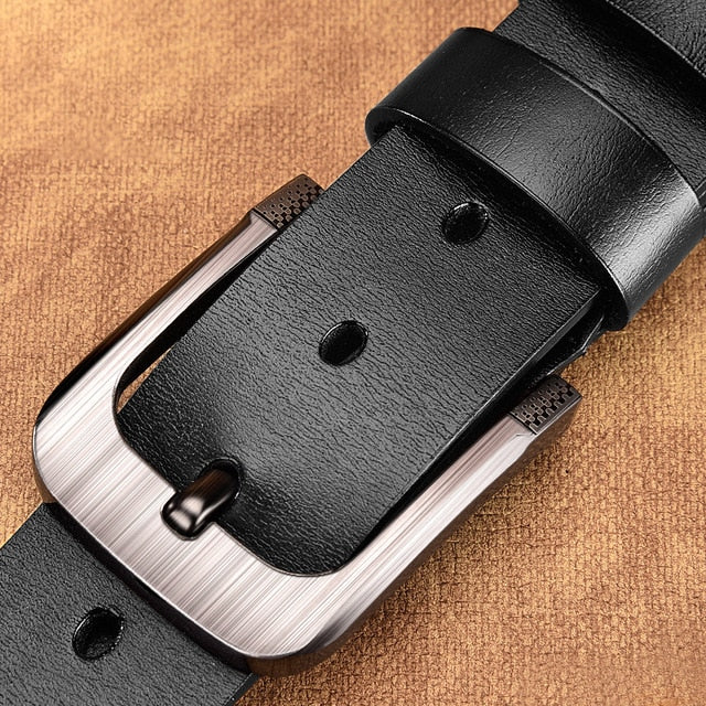 NO.ONEPAUL Genuine Leather For Men High Quality Black Buckle Jeans Belt Cowskin Casual Belts Business Belt Cowboy waistband - steptev