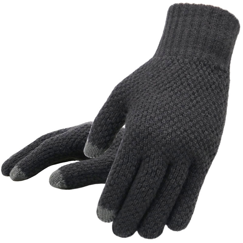 Winter Men Knitted Gloves Touch Screen High Quality Male Mitten Thicken Warm Wool Cashmere Solid Men Business Gloves Autumn - steptev