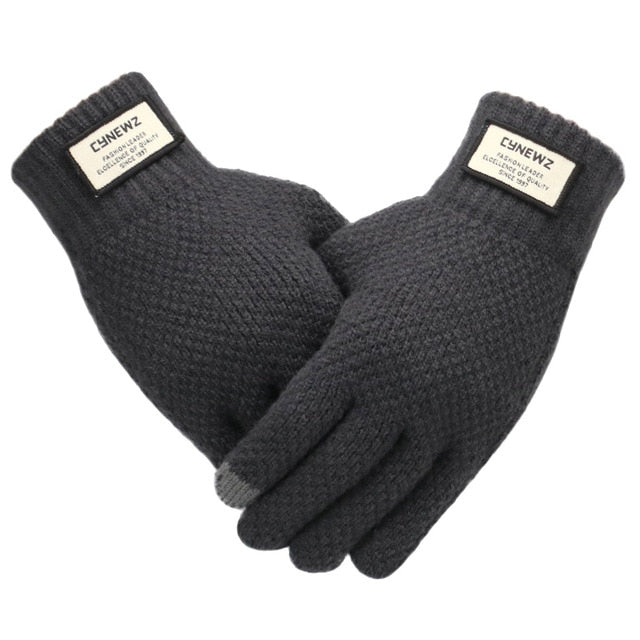 Winter Men Knitted Gloves Touch Screen High Quality Male Mitten Thicken Warm Wool Cashmere Solid Men Business Gloves Autumn - steptev