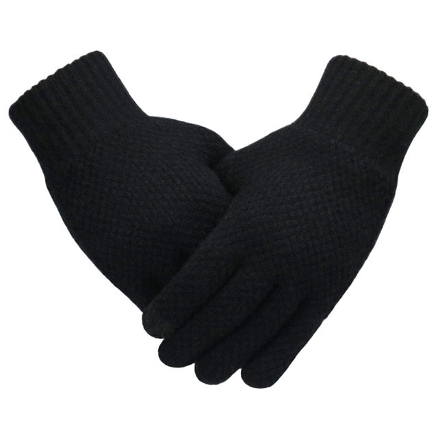 Winter Men Knitted Gloves Touch Screen High Quality Male Mitten Thicken Warm Wool Cashmere Solid Men Business Gloves Autumn - steptev