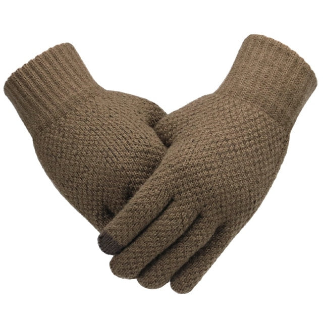 Winter Men Knitted Gloves Touch Screen High Quality Male Mitten Thicken Warm Wool Cashmere Solid Men Business Gloves Autumn - steptev