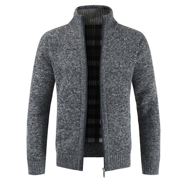Cardigan Male Casual Slim Full Zip Thick Knitted Men's Sweaters With Pockets Autumn Fashion Thick Slim Keep Warm Men's Cardigan - steptev