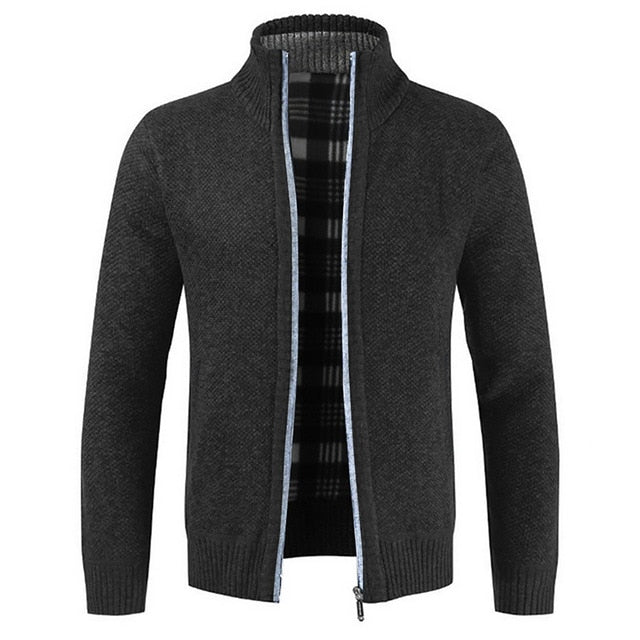 Cardigan Male Casual Slim Full Zip Thick Knitted Men's Sweaters With Pockets Autumn Fashion Thick Slim Keep Warm Men's Cardigan - steptev