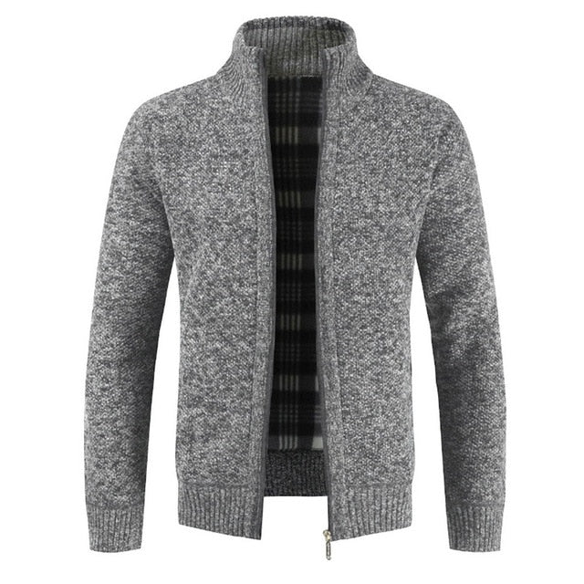 Cardigan Male Casual Slim Full Zip Thick Knitted Men's Sweaters With Pockets Autumn Fashion Thick Slim Keep Warm Men's Cardigan - steptev