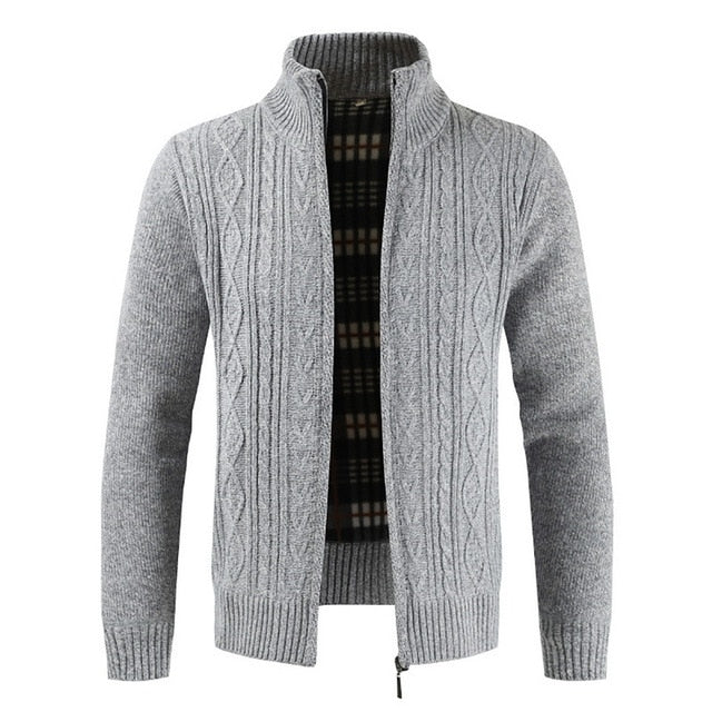 Cardigan Male Casual Slim Full Zip Thick Knitted Men's Sweaters With Pockets Autumn Fashion Thick Slim Keep Warm Men's Cardigan - steptev