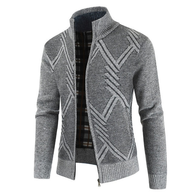 Cardigan Male Casual Slim Full Zip Thick Knitted Men's Sweaters With Pockets Autumn Fashion Thick Slim Keep Warm Men's Cardigan - steptev