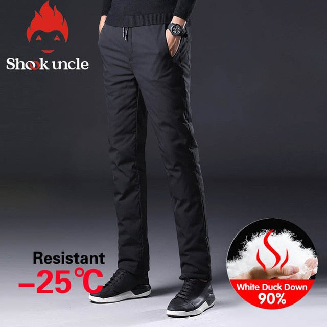 Winter Warm Men Down Pants White Duck Down Outdoor Sports Camping Pants Hiking Pants Ultralight Thicken Thermal Down Trousers - steptev