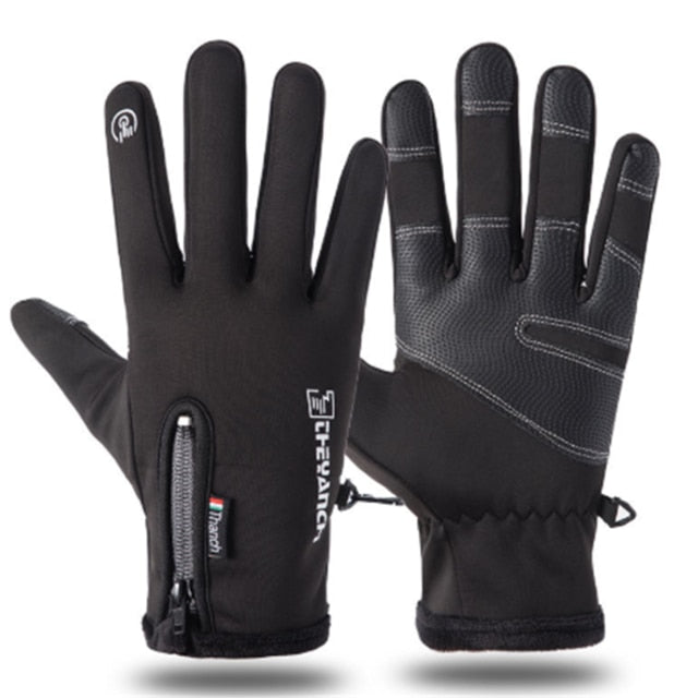 Autumn and winter zipper outdoor sports riding gloves warm windproof waterproof gloves touch screen gloves men and women gloves - steptev
