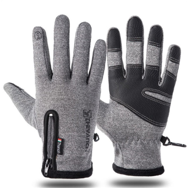 Autumn and winter zipper outdoor sports riding gloves warm windproof waterproof gloves touch screen gloves men and women gloves - steptev