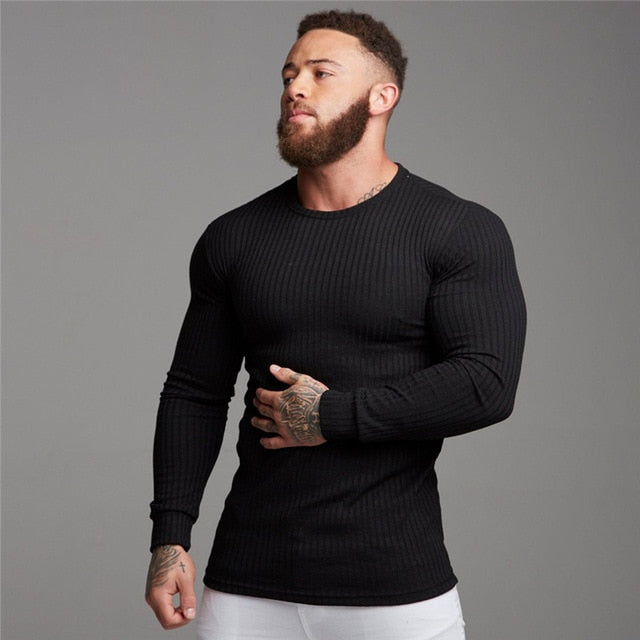 Muscleguys Autumn Fashion Thin Sweaters Men Long Sleeve Pullovers Man O-Neck Solid Slim Fit Sweaters Knitting Tops pull homme - steptev