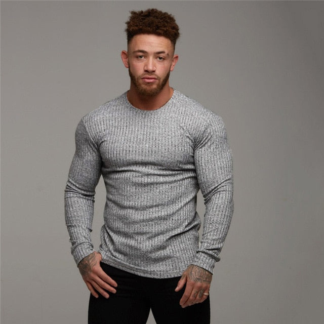 Muscleguys Autumn Fashion Thin Sweaters Men Long Sleeve Pullovers Man O-Neck Solid Slim Fit Sweaters Knitting Tops pull homme - steptev