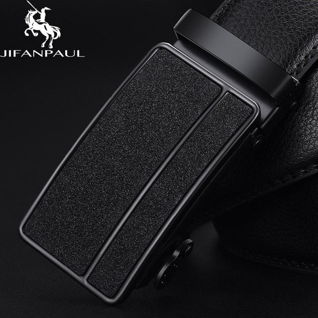 JIFANPAUL brand men's leather genuine belt black fashion alloy luxury automatic buckle youth leather simple business men's belt - steptev