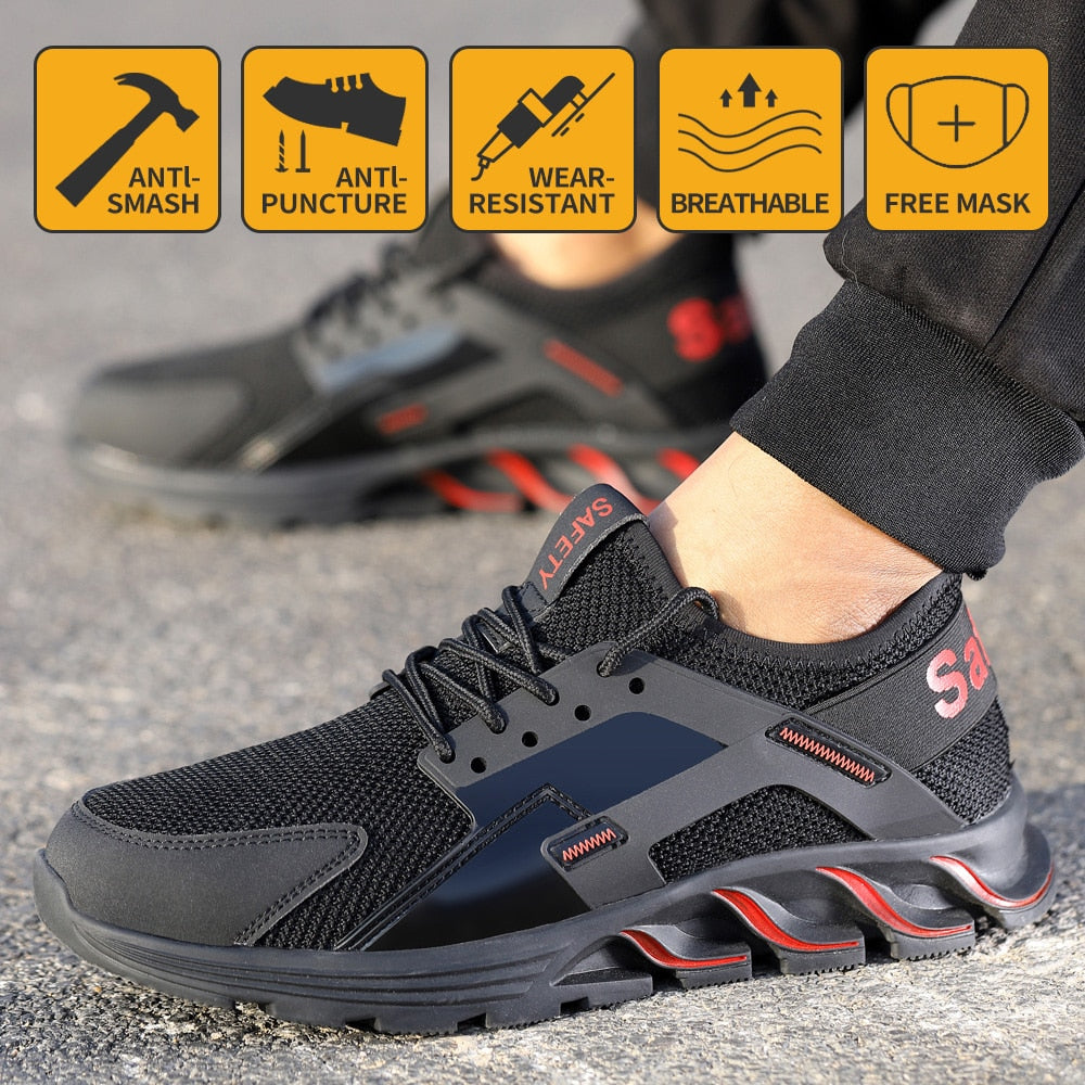 Men Work Safety Shoes Lightweight Nail Penetration Resistance Flexibility Steel Toecap Anti-smashing Outdoor Wearable - steptev