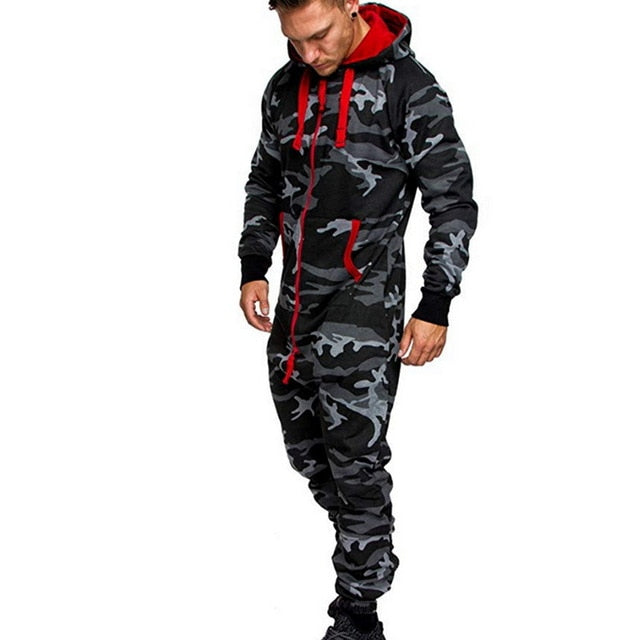 2020 Pure Color Splicing Jumpsuit Men One-piece Men's Jumpsuit Pajama Zipper Hoodie Male Onesies Jumpsuits Overalls For Men - steptev