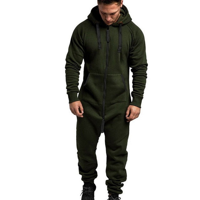 2020 Pure Color Splicing Jumpsuit Men One-piece Men's Jumpsuit Pajama Zipper Hoodie Male Onesies Jumpsuits Overalls For Men - steptev