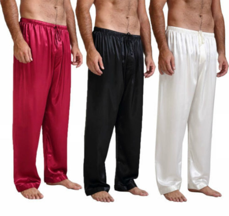 Mens Silk Satin Pajamas Pyjamas Pants Lounge Pants Sleep Bottoms Size S-XL Plus - steptev