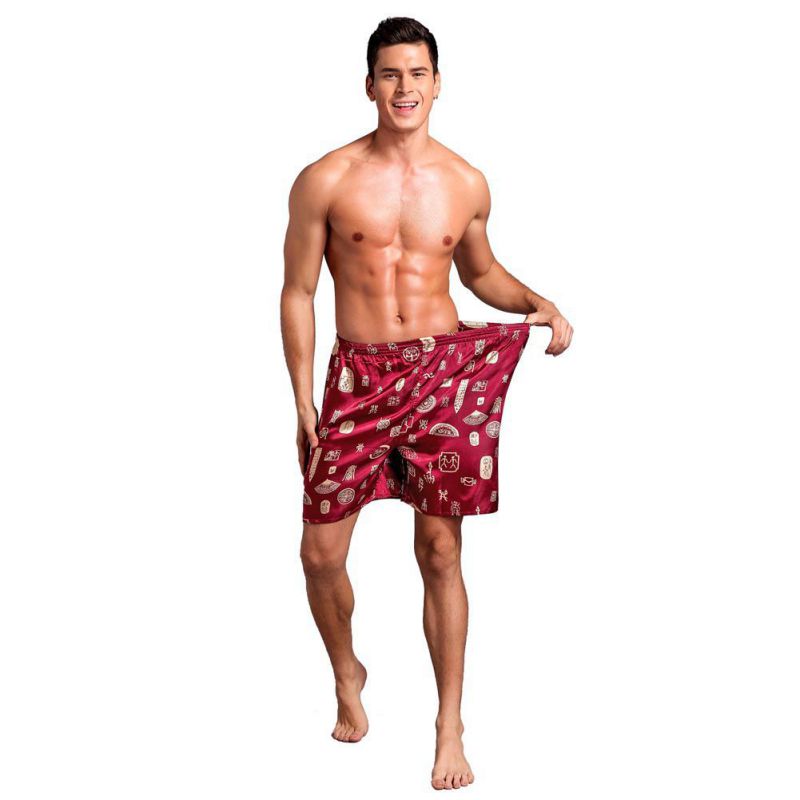 Casual Loose Men's Satin Silk Pijama Shorts Summer Sleepwear Soft Boxer Underwear Pajama Sexy Nightwear Underpants pyjama homme - steptev